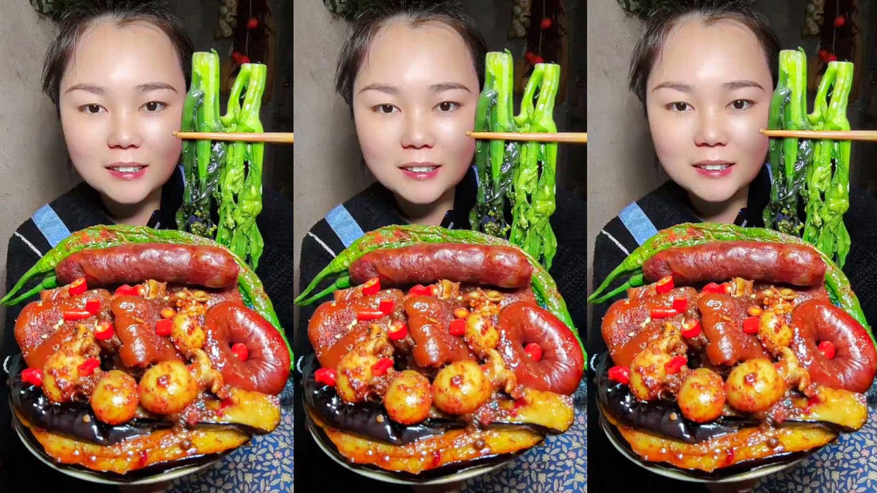 Let’s Eat Show: Satisfying Braised Pig’s Trotter with Vegetables, Eggplant & Sausages  So Delicious!