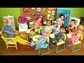 SHOW and TELL ! Elsa & Anna toddlers at School - One is Sleepy - teacher Barbie - Math problems