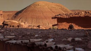 Life in Mars Perseverance Rover Find in Morocco ouarzazate View of desert hill Reed roofs