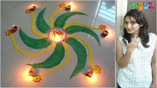 Indian Rangoli Design for Diwali using Ear Bud