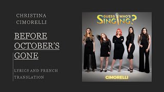 Before October's Gone - Christina Cimorelli | Lyrics and french translation
