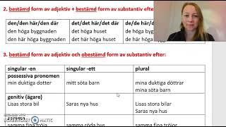 Adjektiv + substantiv efter vissa ord - YouTube