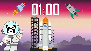 1 Minute 🚀 Space Shuttle Rocket Countdown Timer with Blastoff! 👨‍🚀👩‍🚀
