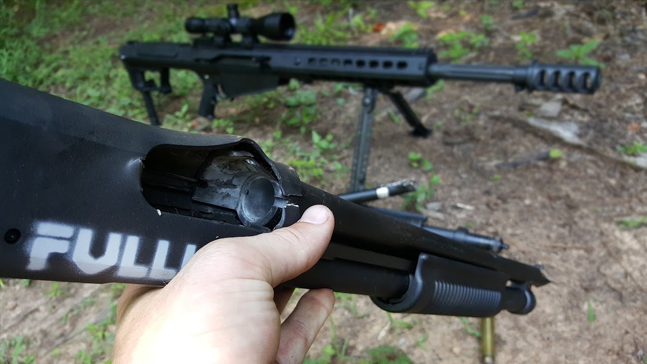Shooting a .50 Cal Down A Shotgun Barrel YouTube