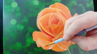 "How to Paint a Stunning Orange Rose in Acrylics | Step-by-Step Tutorial"