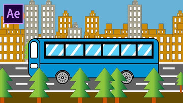 How to animation bus, create road and city in Adobe After Effects