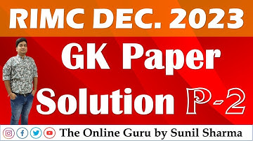 RIMC Dec. 2023 I GK Paper Solution I P-2 I The Online Guru by Sunil Sharma 7737653468