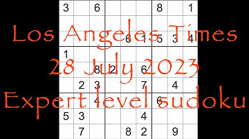 Sudoku solution – Los Angeles Times 28 July 2023 Expert level
