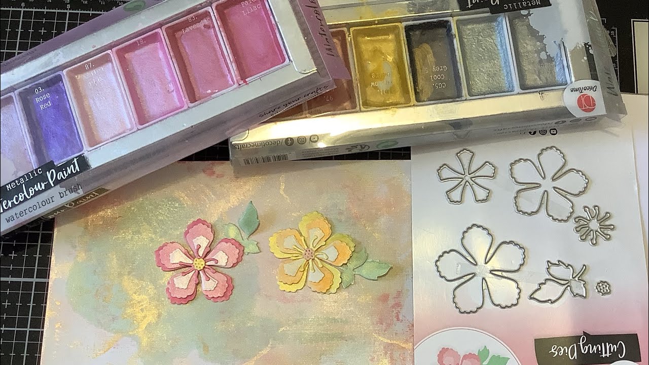 #Tuto fleurs avec les dies et les encres aquarelles métalliques de chez Action