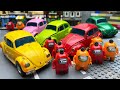 Transformers (stop-motion) Bumblebee Volkswagen Beetle VS LEGO Egg Among Us Animation!