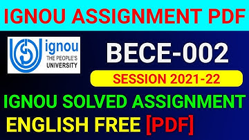 BECE-002 Solved Assignment 2022, BECE 2 Solved Assignment 2021-22 in English, BECE 2 Assignment