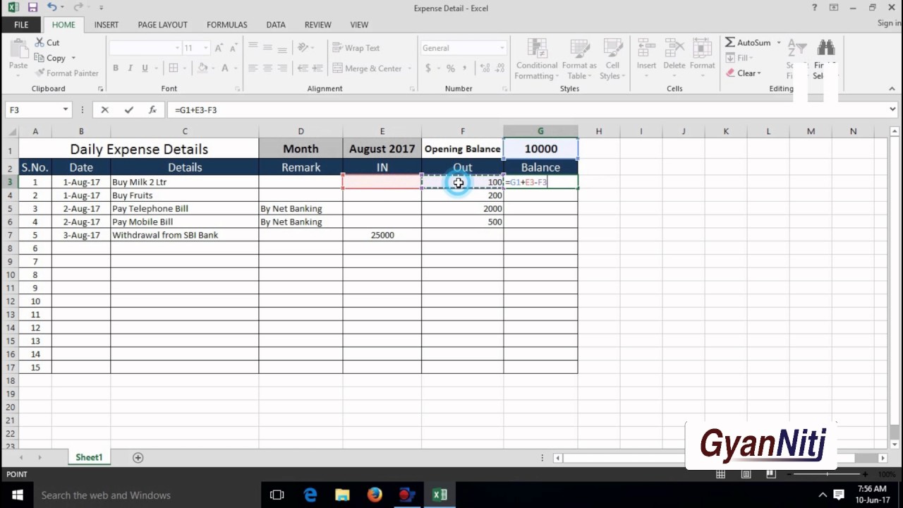 Spending Chart Excel