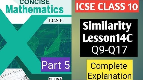 Similarity Class 10 ICSE | Ex 15C Q9 to Q17 | Full Solutions with Explanation | Selina Maths