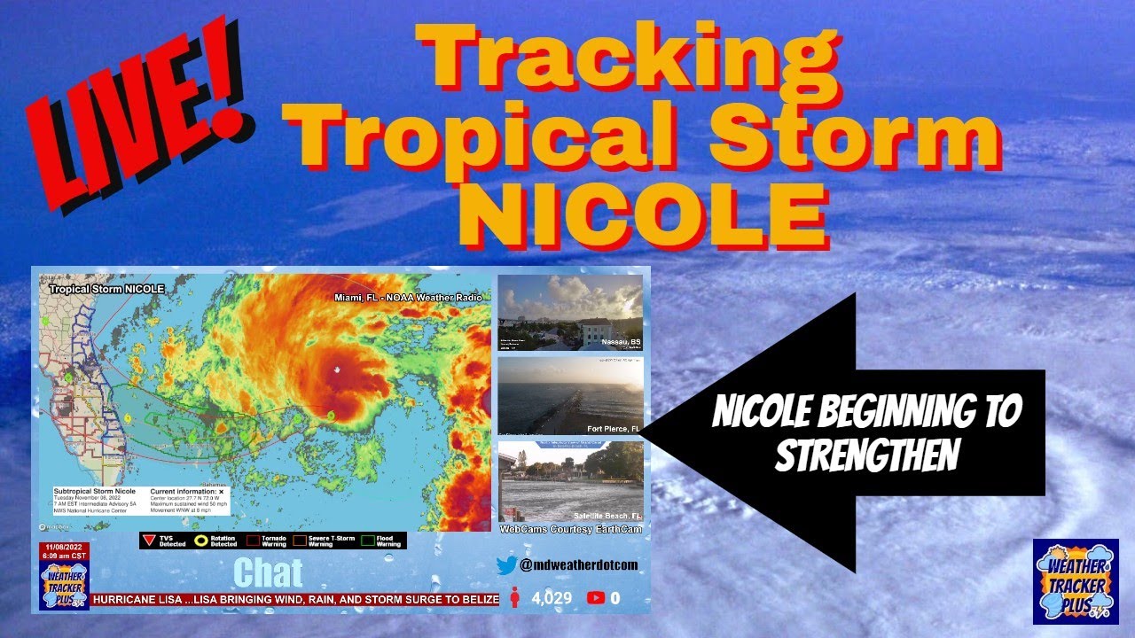LIVE! Tracking Tropical Storm NICOLE. NICOLE is Beginning to Strengthen 