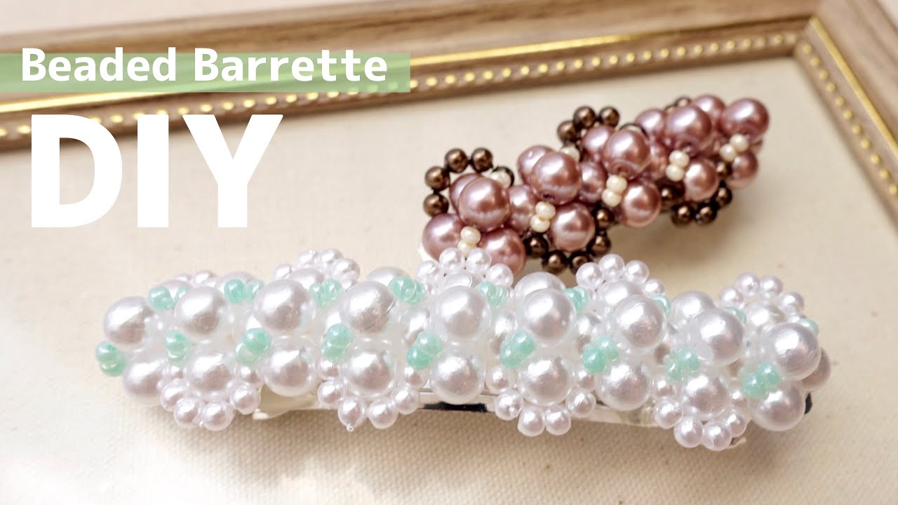 100均材料でも パールビーズのバレッタ作り ダイソー 作り方 バザー ビーズアクセサリー Diy How To Make Beaded Barrette Hair Clips Tutorial Youtube