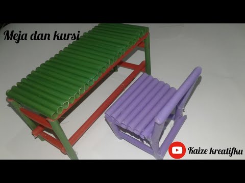 Cara membuat  meja  dan kursi  dari sedotan part 1 YouTube