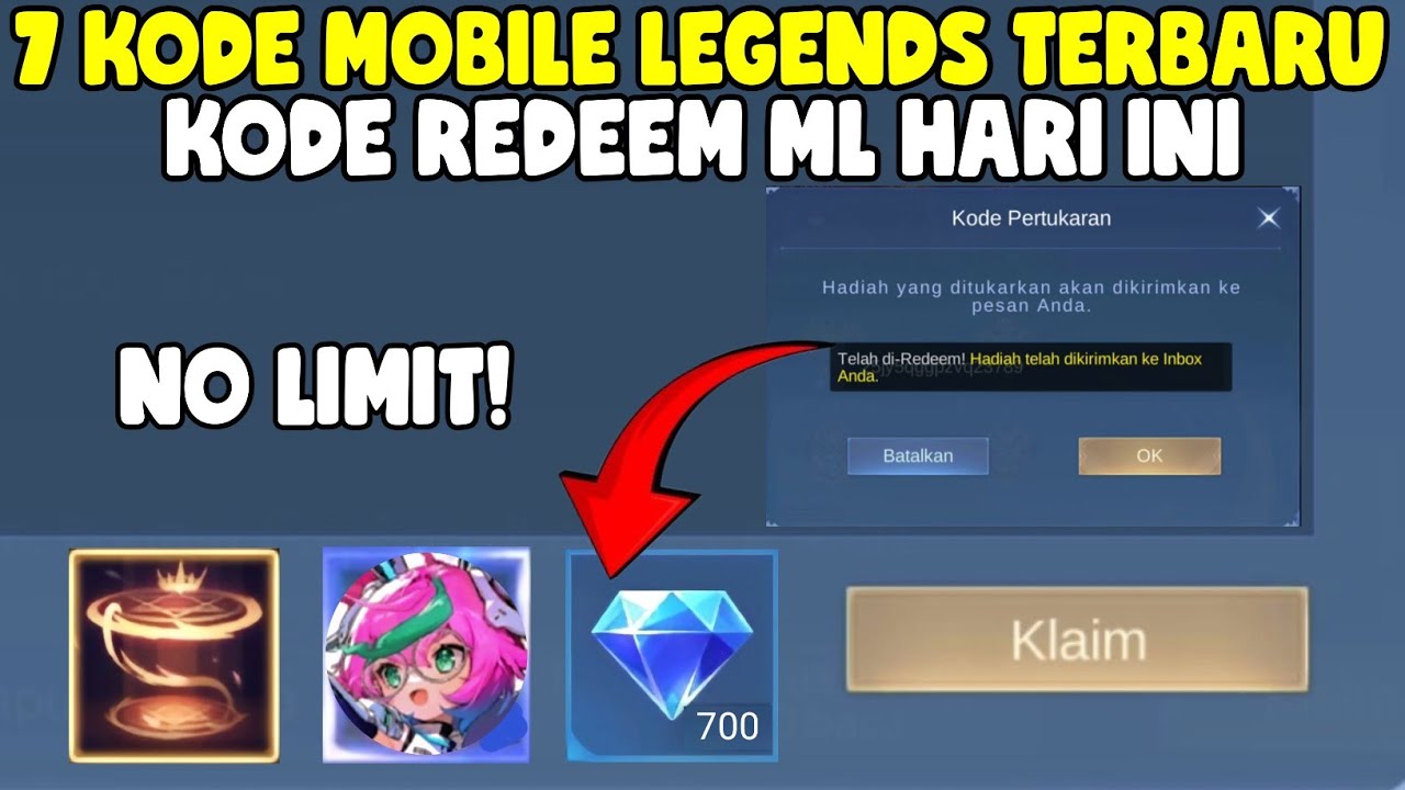 NO LIMIT! 7 KODE REDEEM ML TERBARU KODE REDEEM MOBILE LEGENDS KODE ...