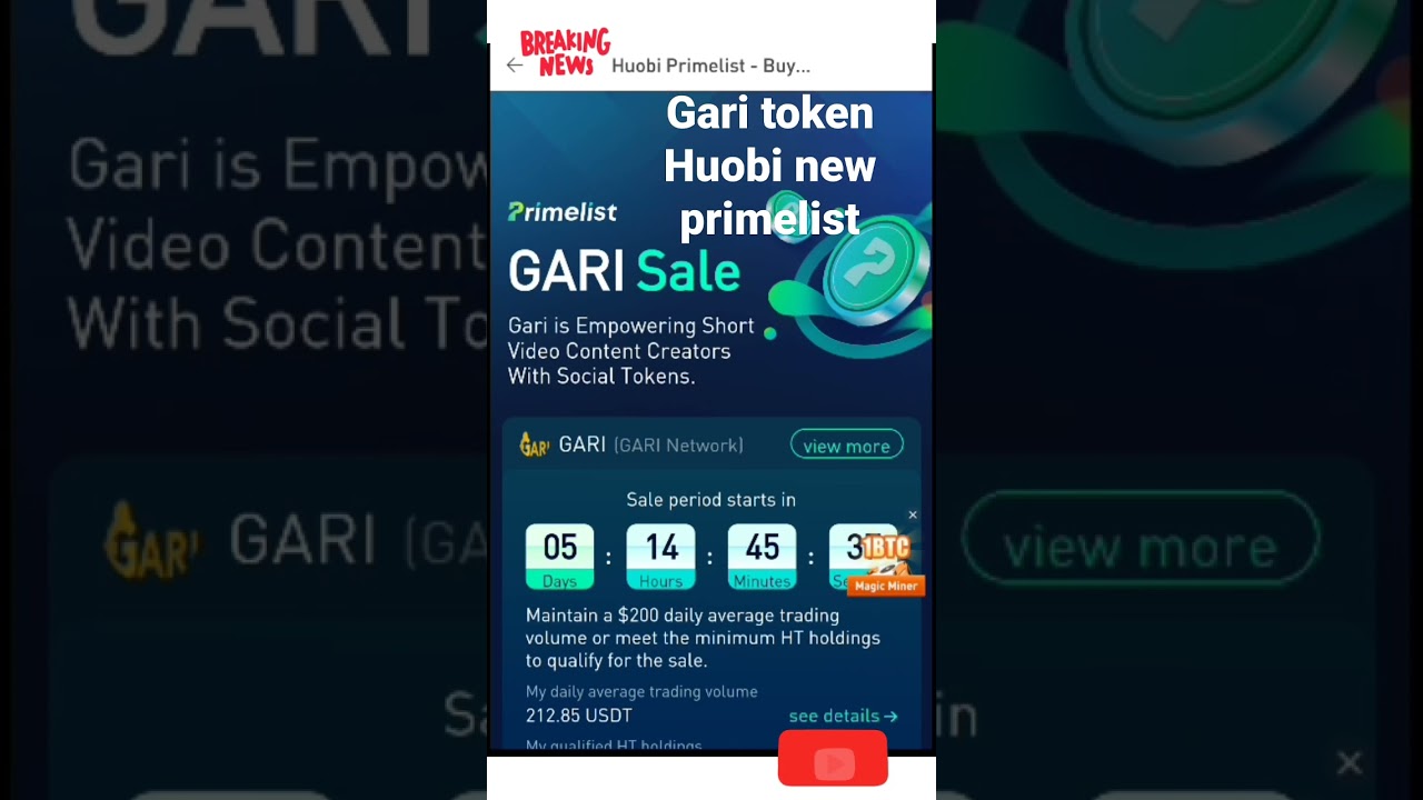 Garitoken Huobi new prime list.