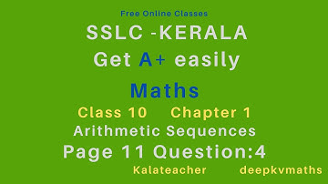 10TH CLASS (SSLC)MATHS  CHAPTER 1 Arithmetic Sequence Page no 11 Question no 4  KERALA SYLLABUS 2020