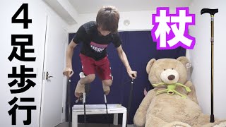 杖で４足歩行してみた