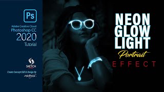 Neon Glow Light Portrait Effect in Photoshop CC | Sketch Station screenshot 5