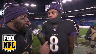 Mark Ingram hypes up Lamar Jackson after his big day against Jets | FOX NFL screenshot 2