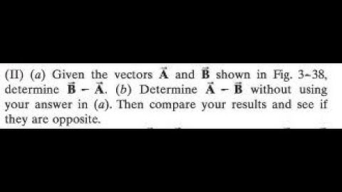 Given the vectors and shown in Fig. 38 , deter- mine (b) Determine without using your answer in Then
