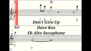 Don't Give Up - Eb Alto Saxophone - Play Along  Sheet Music  Backing Track