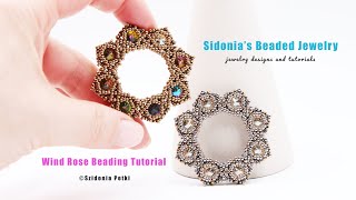 How to bezel 8mm rivolis with 11/0 round seed beads - Wind Rose - Tutorial by Sidonia