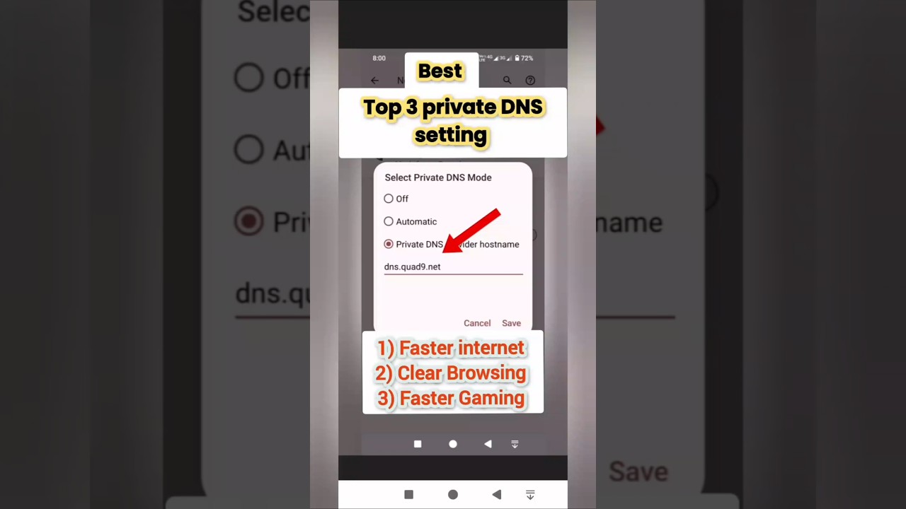 Top 3 Private DNS Setting | Faster Gaming DNS server| Private DNS Kya hai | Fast internet#privatedns