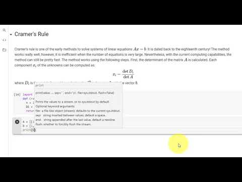 Lab 5. Part 1: Cramer's rule