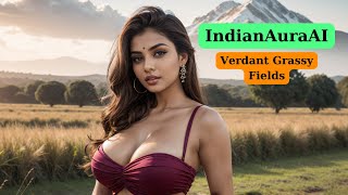 [4K] Ai Art Indian Lookbook Model Al Art Video-Verdant Grassy Fields