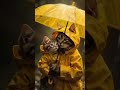 Cat romance in rain