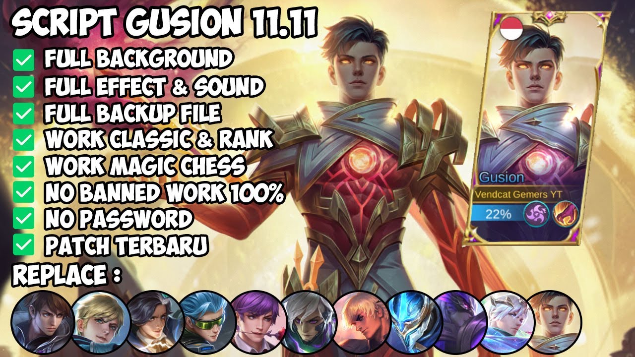 SCRIPT SKIN GUSION 11.11 NO PASSWORD - FULL EFFECT VOICE - PATCH TERBARU