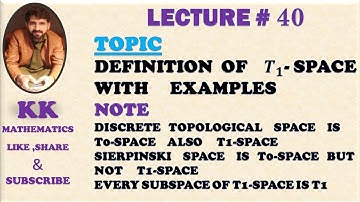 DEFINITION OF T1-SPACE WITH EXAMPLES IN URDU / HINDI