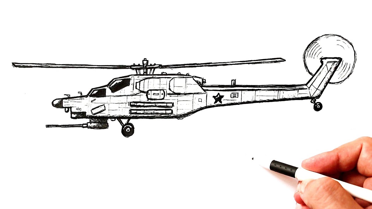 How To Draw An Apache Apache Helicopter Step by Step Drawing Guide by  Dawn  DragoArt