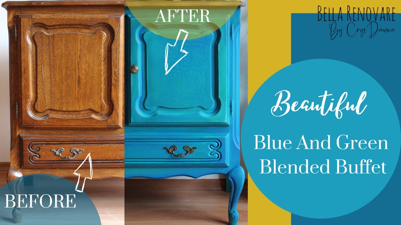 Beautiful Blue and Green Blended Buffet- Using Dixie Belle Paint Products