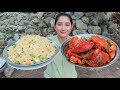 Yummy Mud Crab Frying Coconut Milk - Amazing Mud Crab Eating Fried Cooked Rice - Cooking With Sros