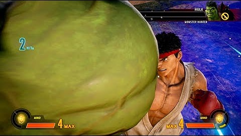 Marvel vs. Capcom: Infinite - Ryu and Strider Hiryu vs Hulk and Monster Hunter