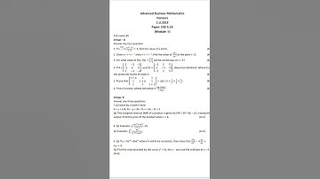 CU B.COM || 5th Semester MATH || Question Paper 2019 ||