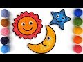 Coloring Sun, moon, star characters with Foam clay for Kids, Toddlers
