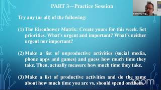 Time Management (Student Services, Academic Success Workshops)