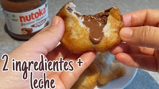 Tienes  pan de molde? haz pedos de moja rellenos de Nutella, en 3 minutos sin horno 2 ingredientes