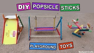 Today, we will show you how to make 3 easy DIY Playground toys, made from Popsicle sticks with Easy Steps for kids. Please 