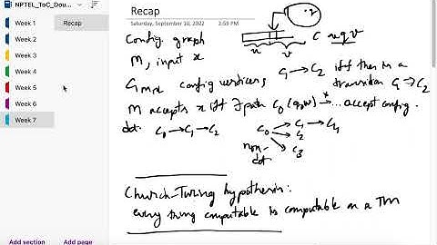 NPTEL CS63: Theory of Computation Jul-Sep 2022 Doubt Clearing Session - Week 7