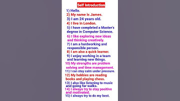Self Introduction In English |Job Interviews & Daily Conversation |#english #shorts #shortsfeed
