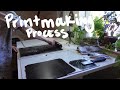 Printmaking process  woocut print from start to finish