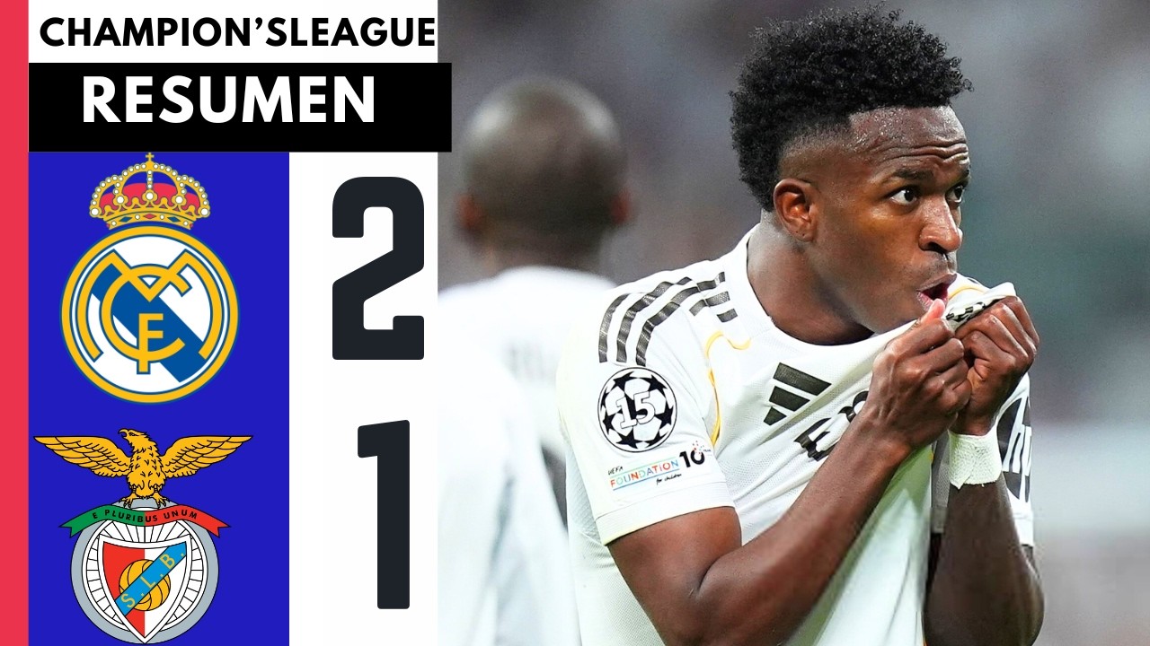 RESUMEN - Real Madrid vs Benfica 2-1 – Gol de Vinícius Júnior | Goles y Resumen | Champions League
