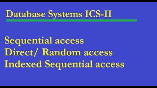 Sequential access | Direct or Random access | Indexed sequential access