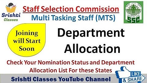SSC MTS Department Allocation 2016 | Haryana | Punjab | Chandigard | J & K | HP